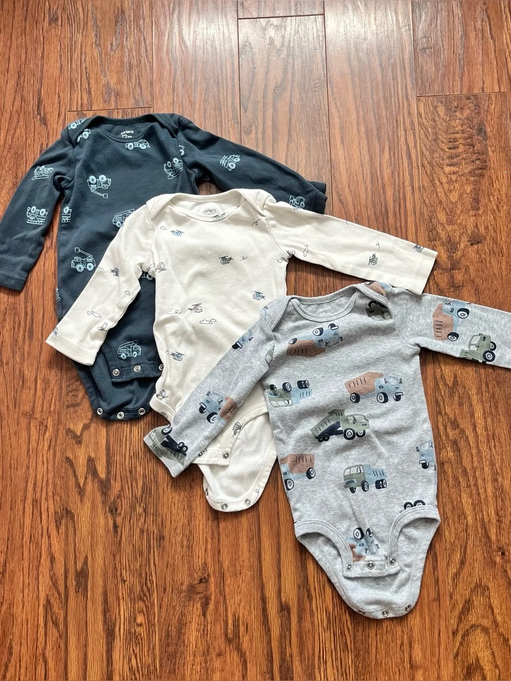 Kids Carter's One-Piece Bodysuit 3 Pack- Long Sleeve- 12 Month